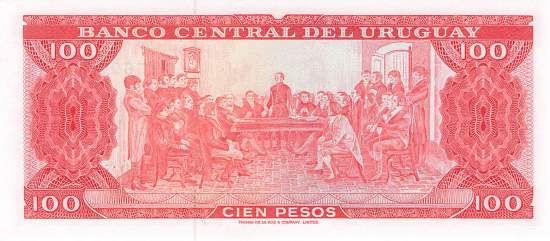 Uruguay 100 Pesos p47a-6 1967